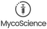 Logotipo de la empresa Mycoscience. Laboratorio y manufacturación farmacéutica